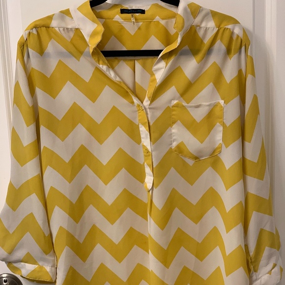 yellow and white striped blouse